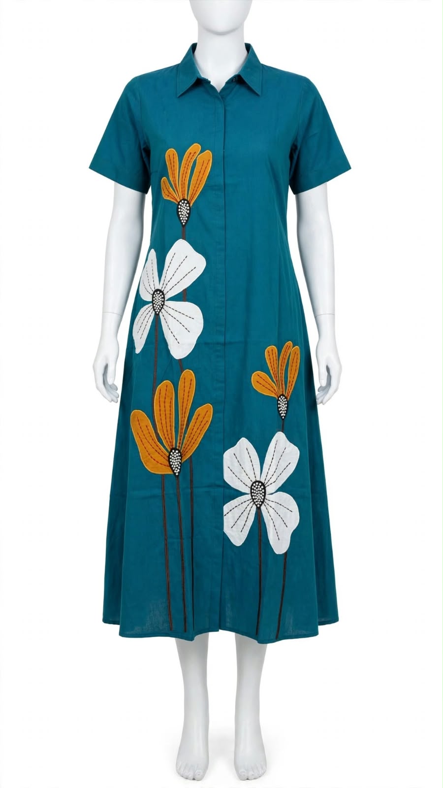 FLOWER APPLIQUE DESIGNER GOWN