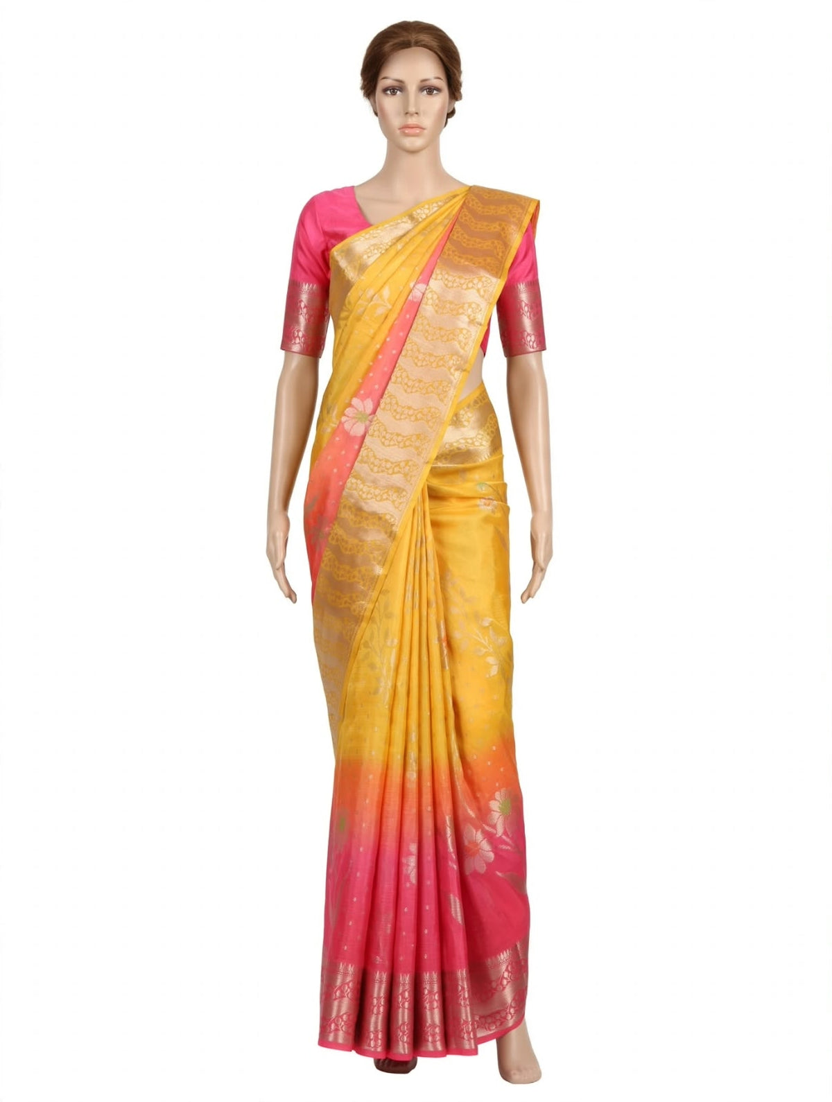 DOUBLE SHADED LOTUS THEME DESIGNER SAREE