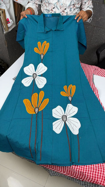 FLOWER APPLIQUE DESIGNER GOWN