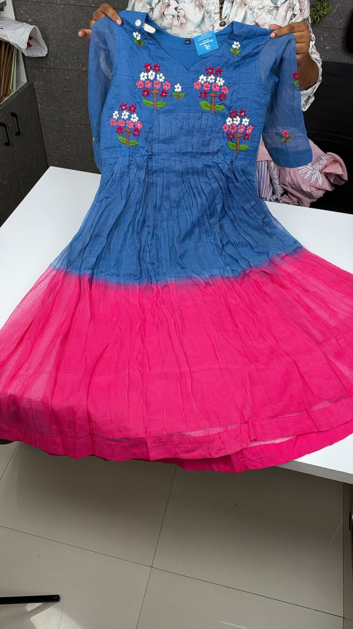 DUAL TONE FLORAL BOUTIQUE EMBROIDERY GOWN