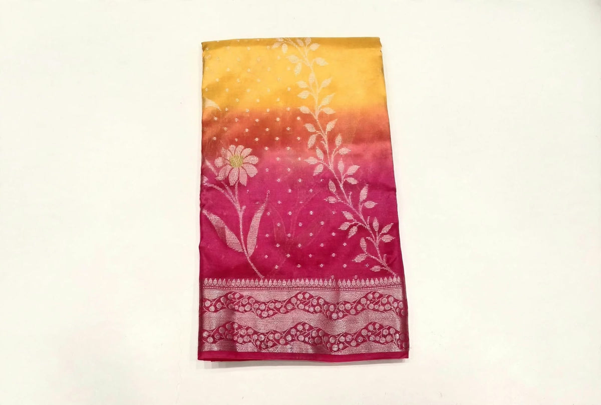 DOUBLE SHADED LOTUS THEME DESIGNER SAREE