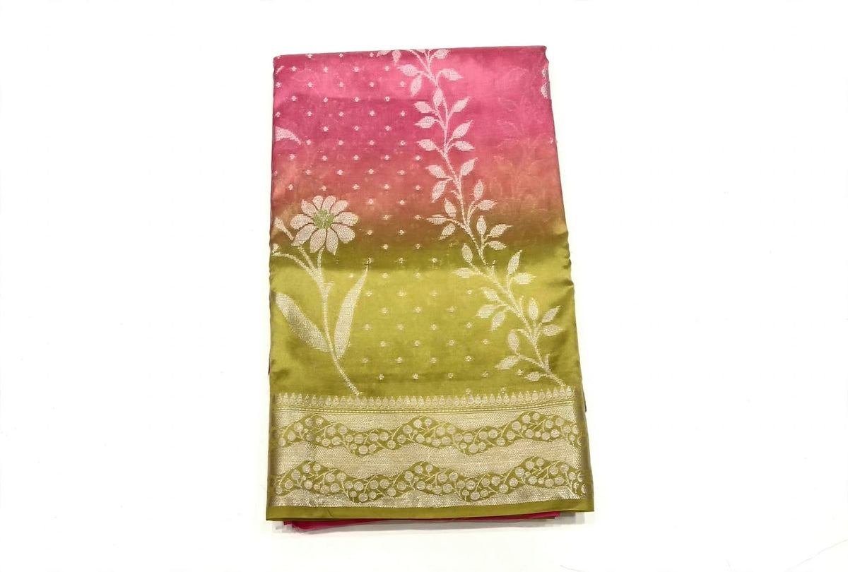 DOUBLE SHADED LOTUS THEME DESIGNER SAREE