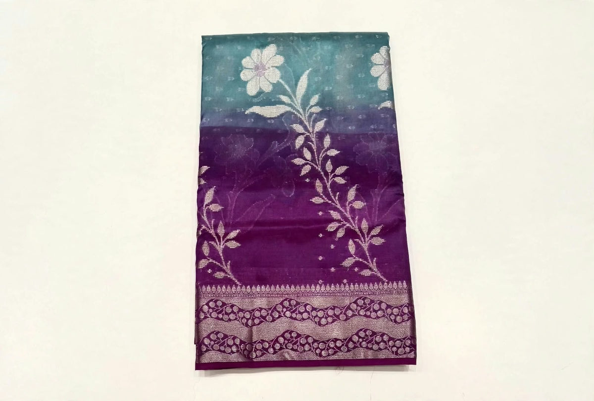 DOUBLE SHADED LOTUS THEME DESIGNER SAREE