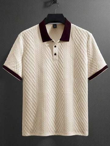 Pure Cotton Polo Pocket T shirts (Beach/Black) Cut & Sew